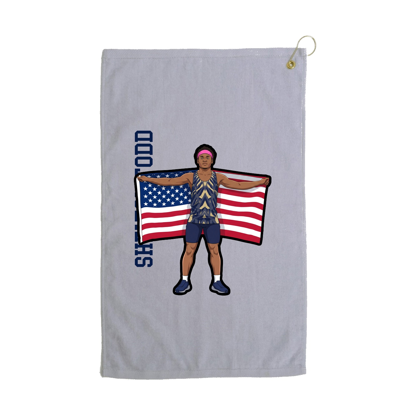 Golf Towel — Name Vertical in Grey