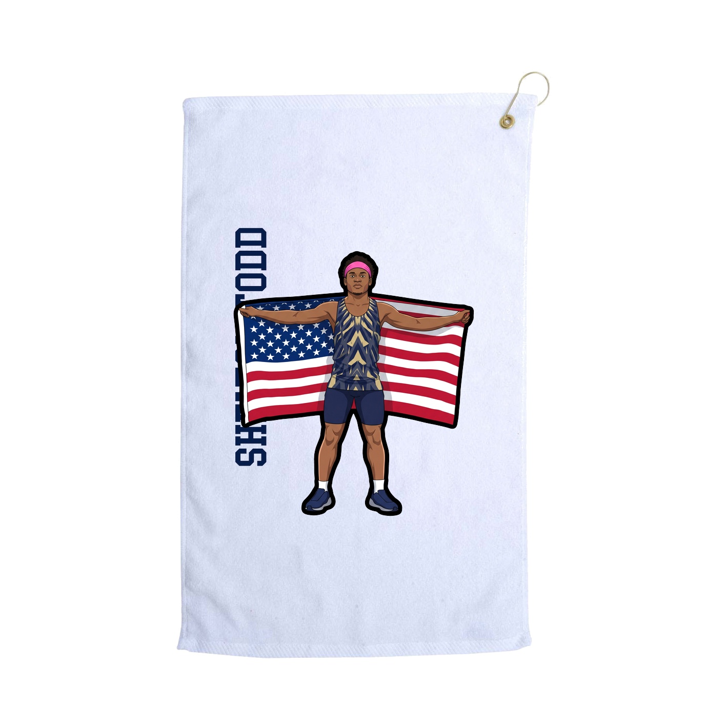 Golf Towel — Name Vertical in White