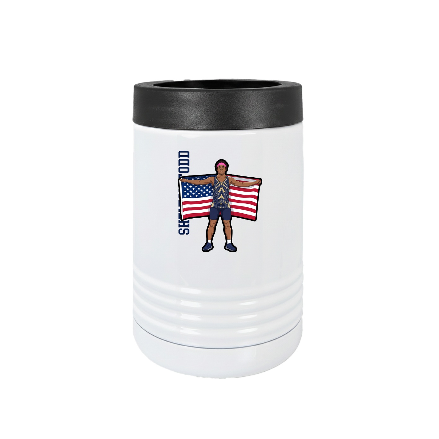 Beverage Holder — Name Vertical in White