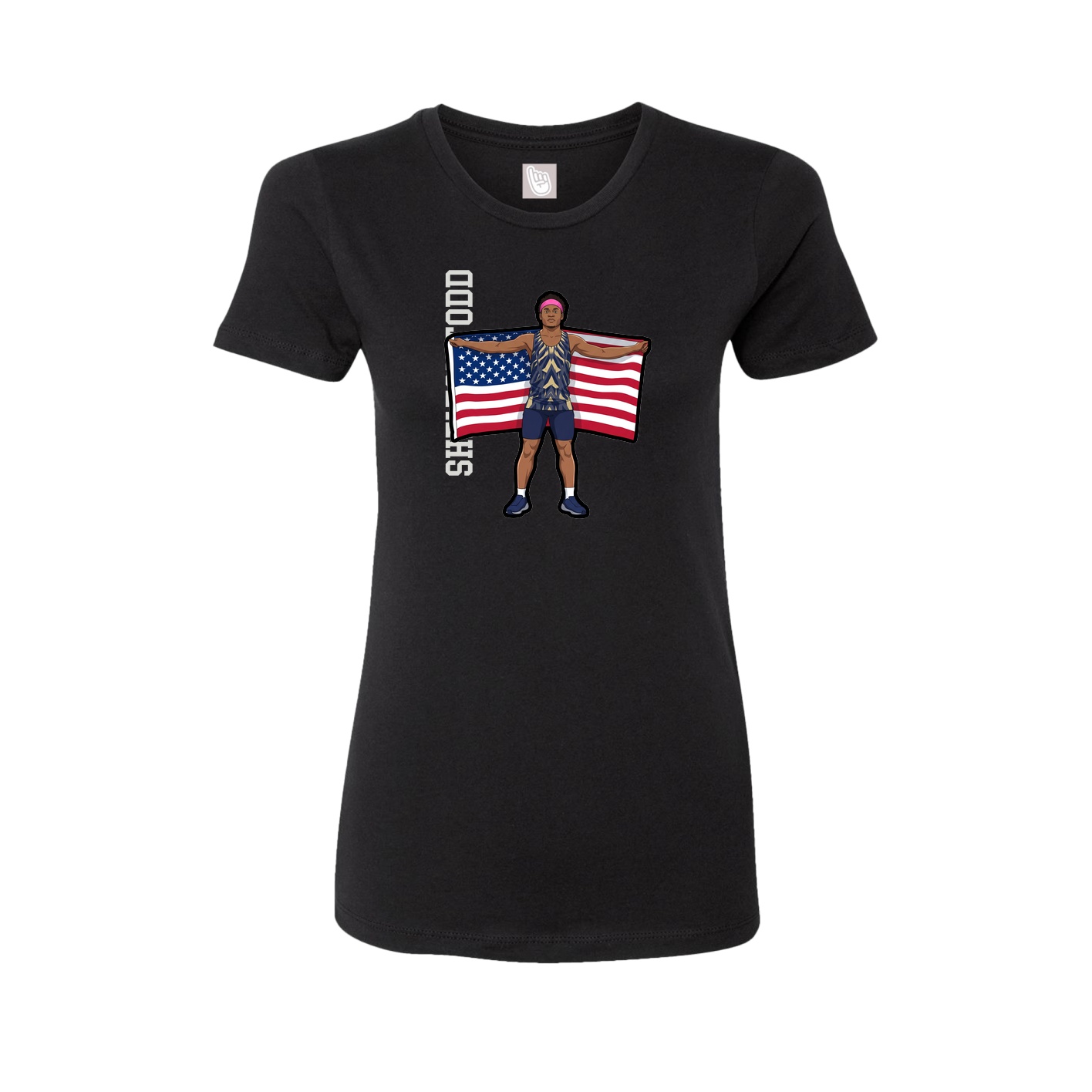 Womens Tee — Name Vertical in Black