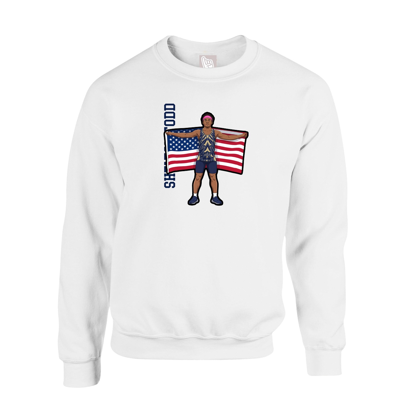 Fleece Crew — Name Vertical in White