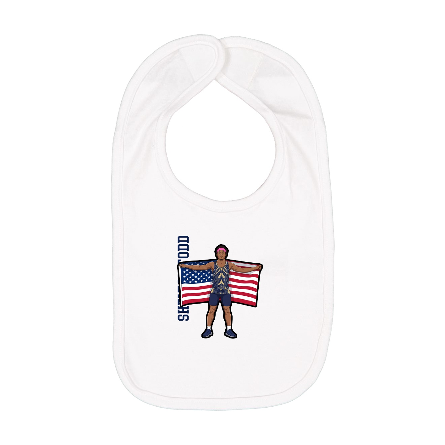 Infant Bib — Name Vertical in White