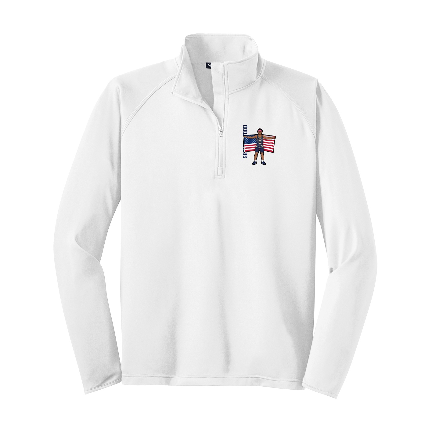 Q-Zip Pullover — Name Vertical in White