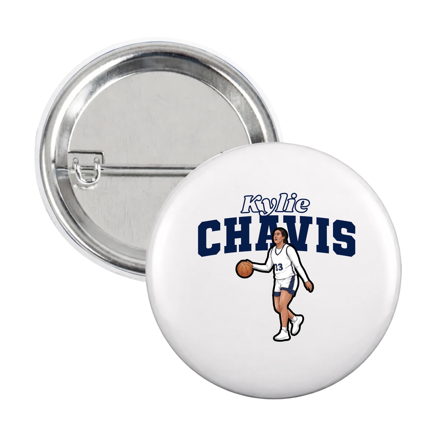 Game Day Button — Name Arch in White