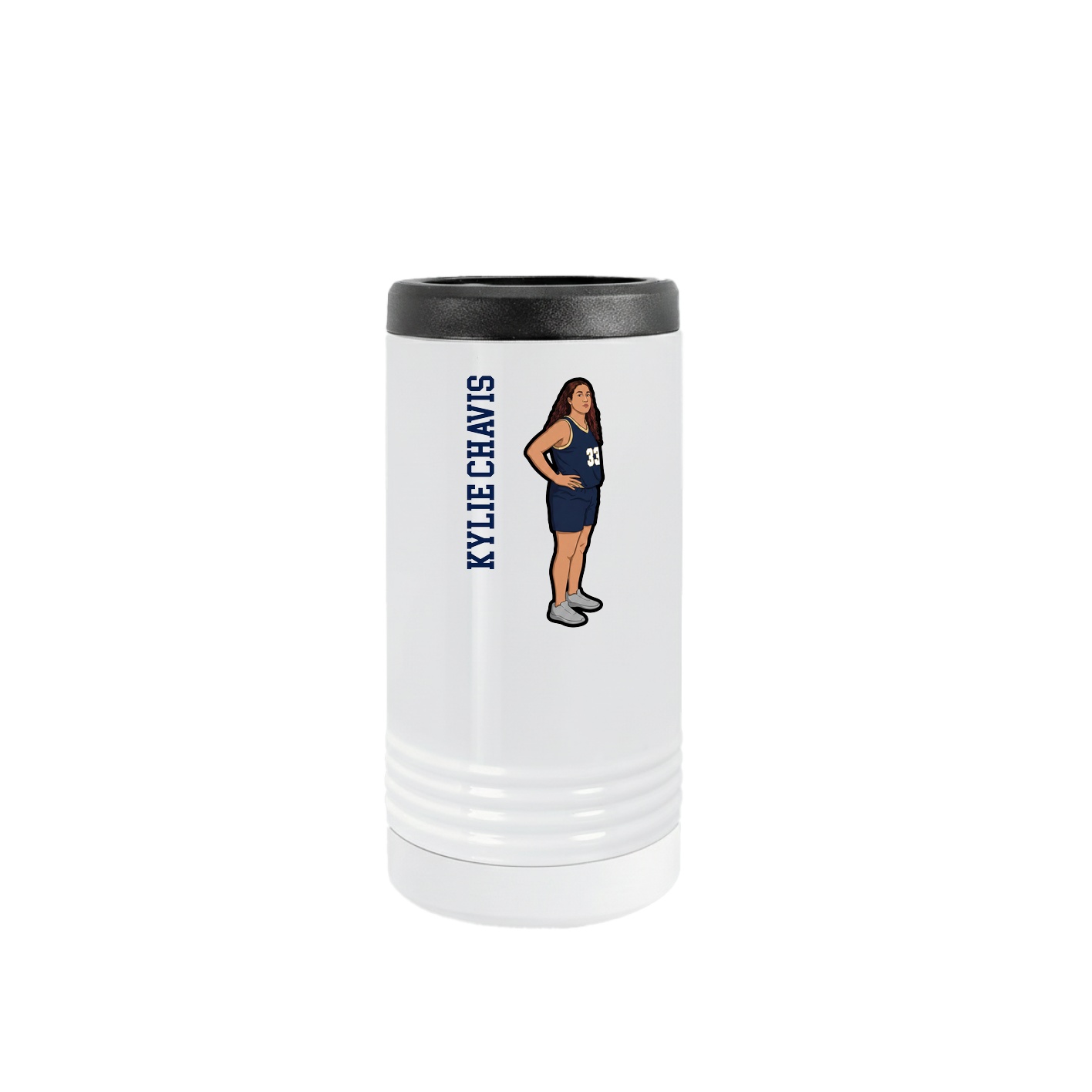 Slim Beverage Holder — Name Vertical in White
