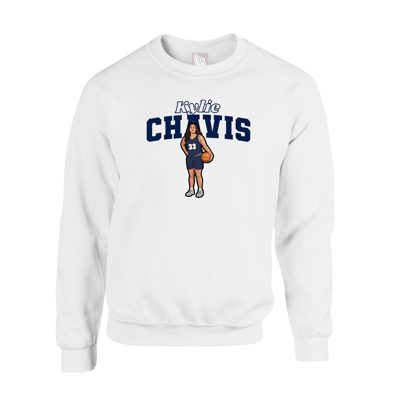 Fleece Crew — Name Arch in White