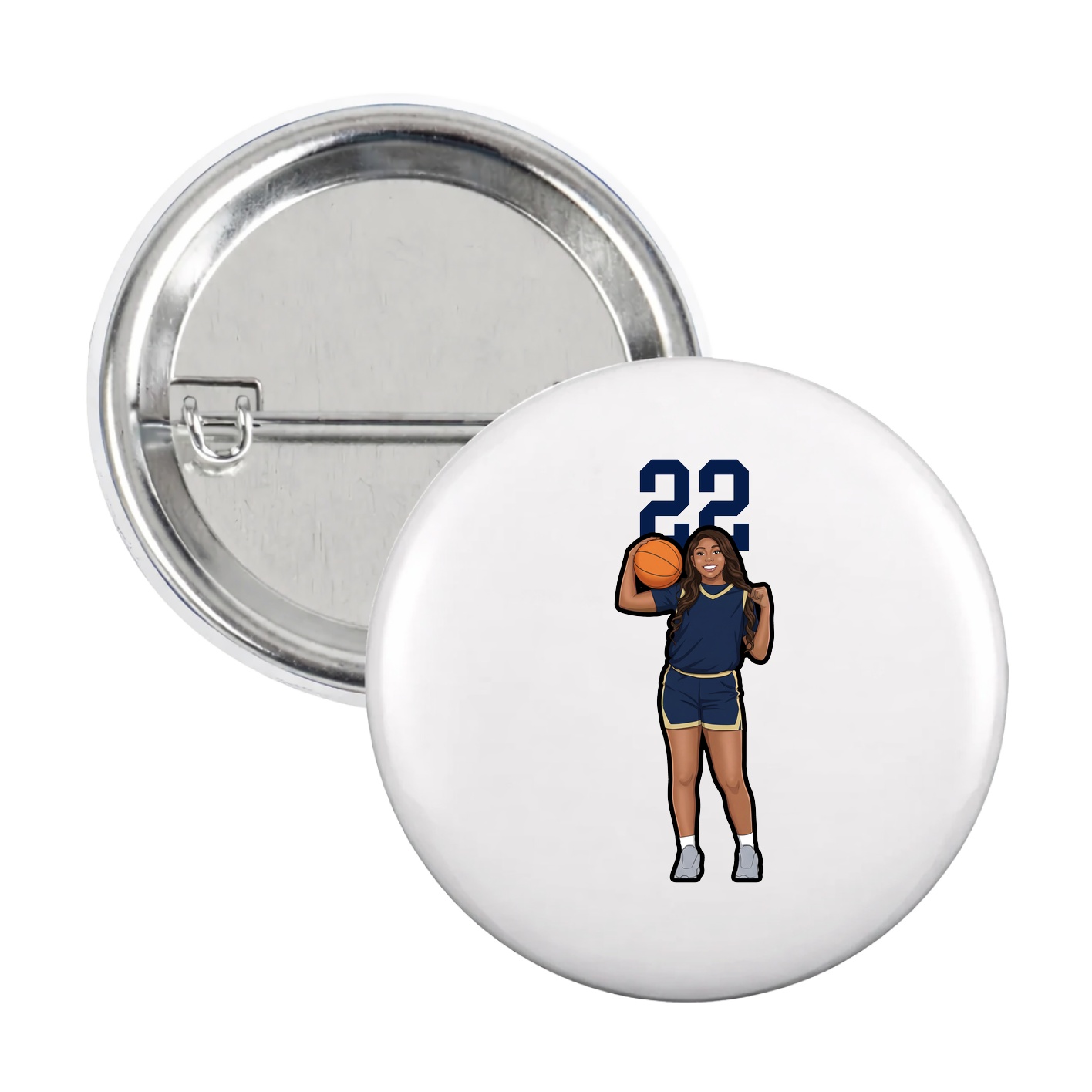 Game Day Button — Number Top in White