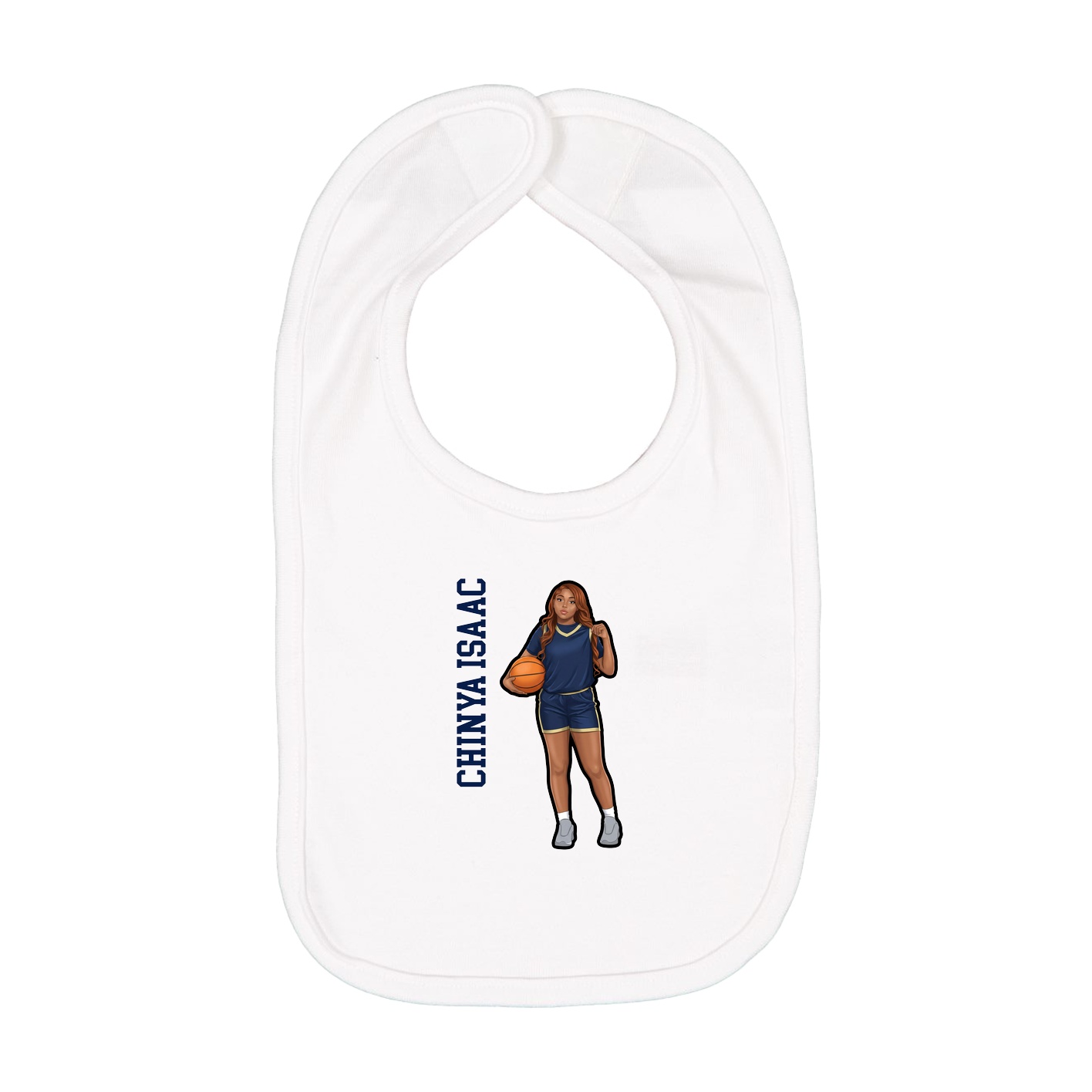 Infant Bib — Name Vertical in White
