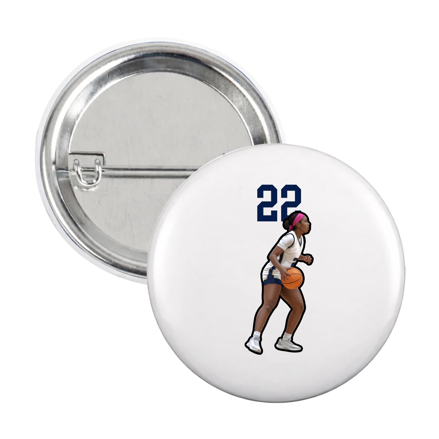 Game Day Button — Number Top in White