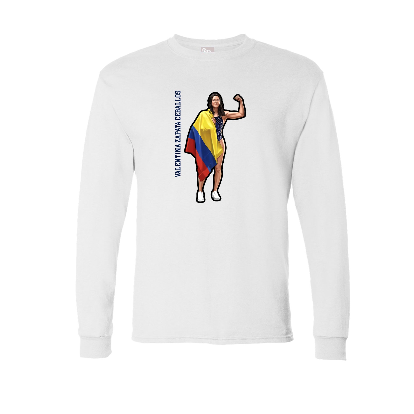 Long Sleeve Tee — Name Vertical in White
