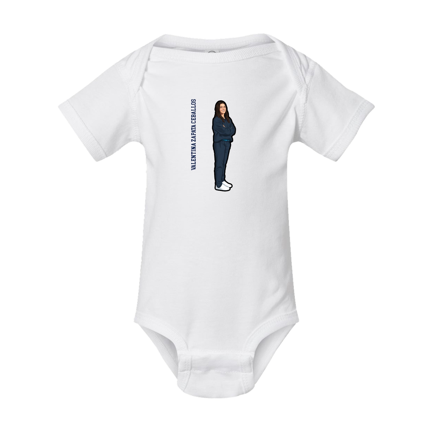 Baby Onesie — Name Vertical in White