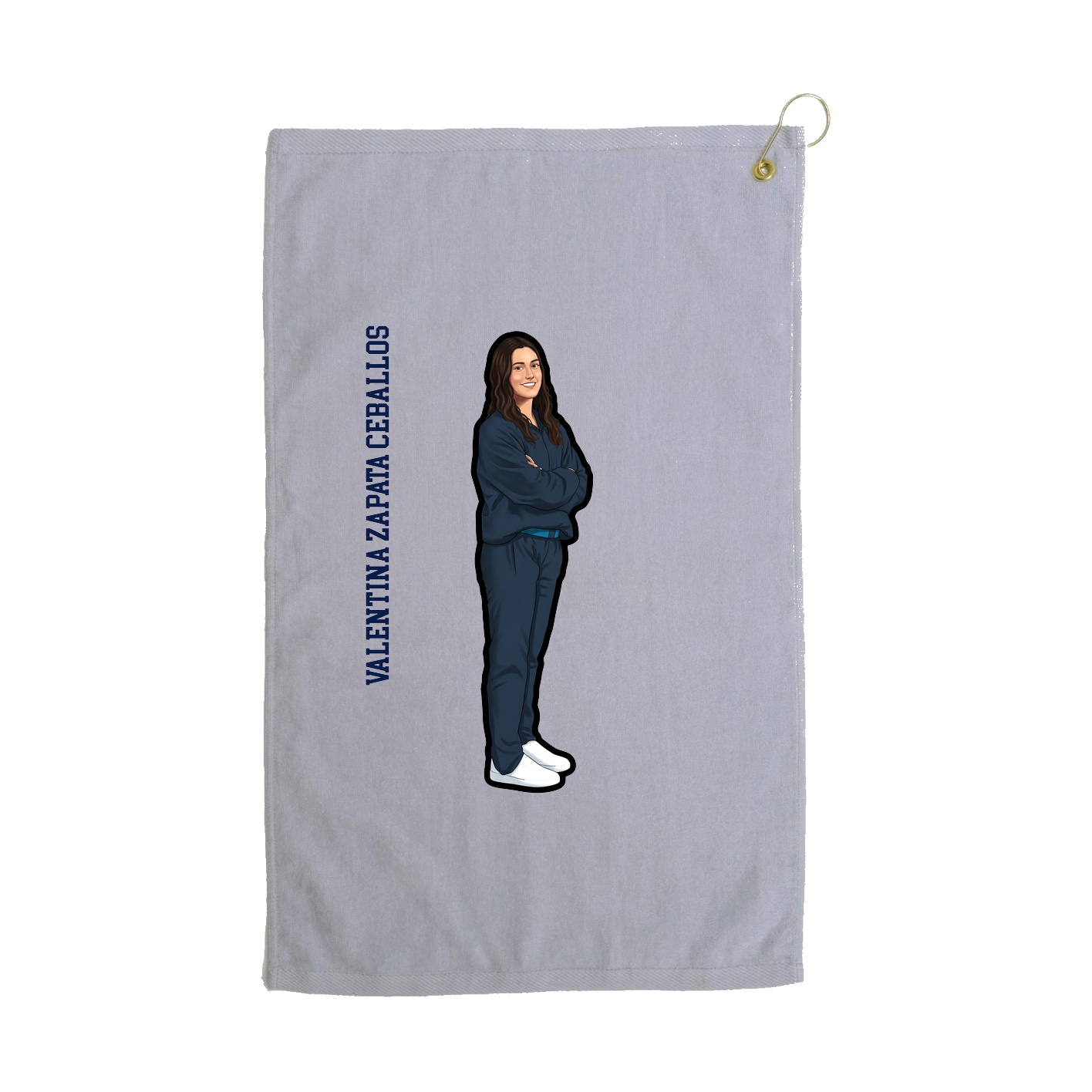 Golf Towel — Name Vertical in Grey