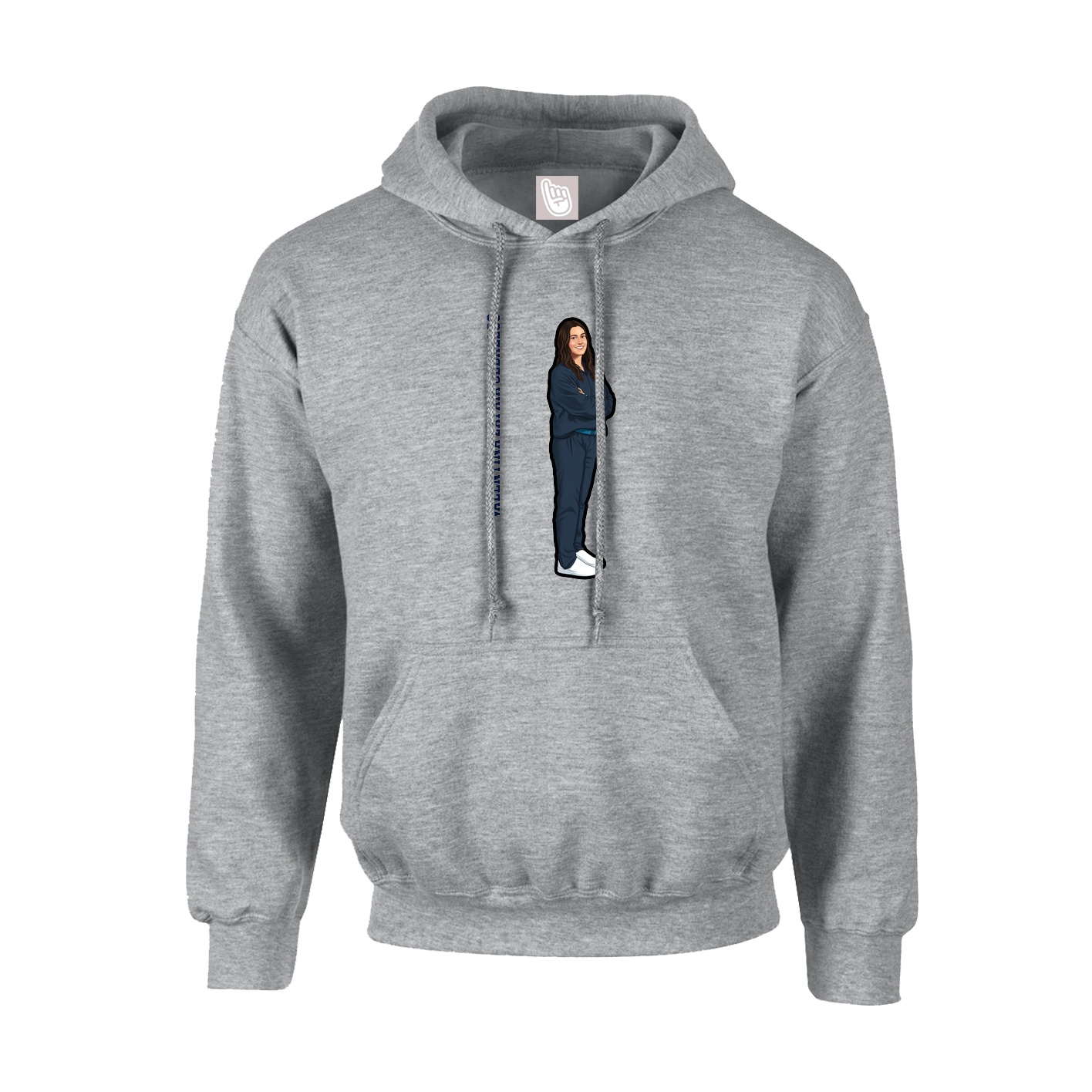 Hoodie — Name Vertical in Grey