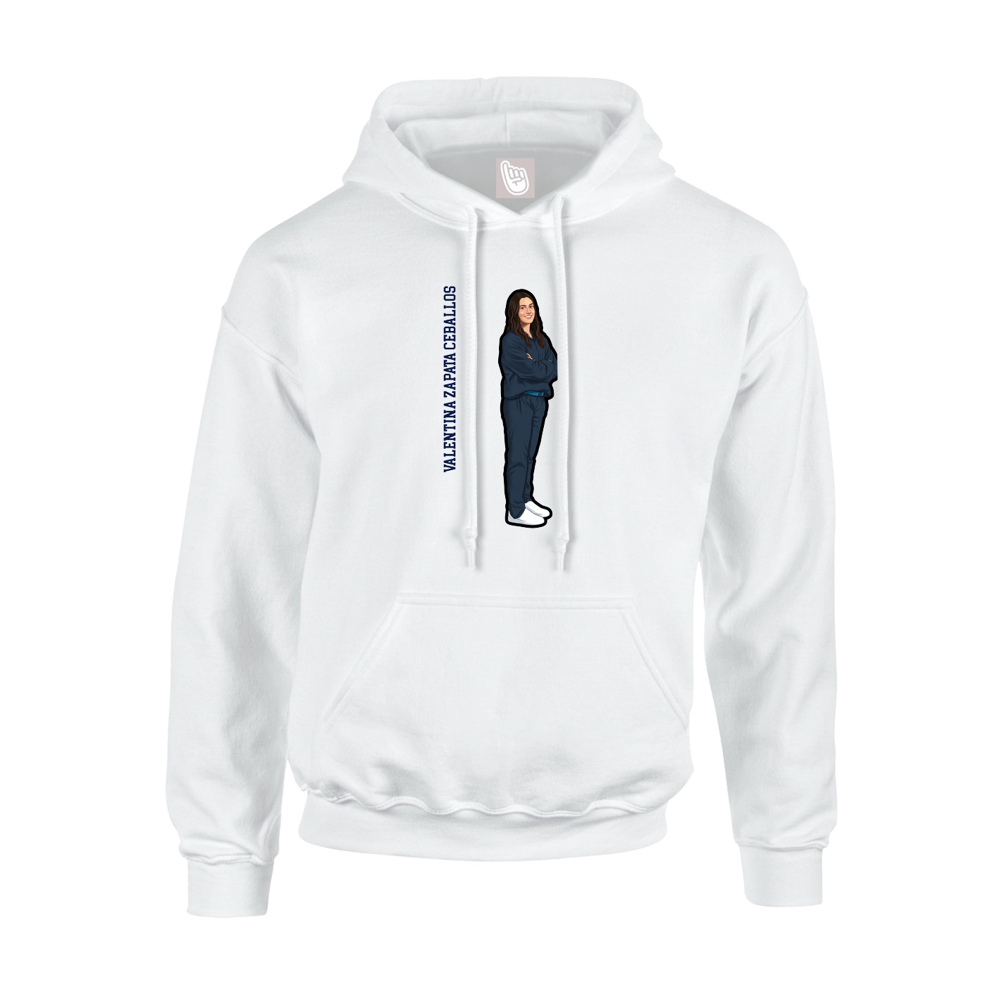 Youth Hoodie — Name Vertical in White