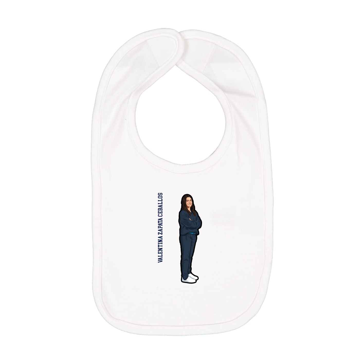 Infant Bib — Name Vertical in White