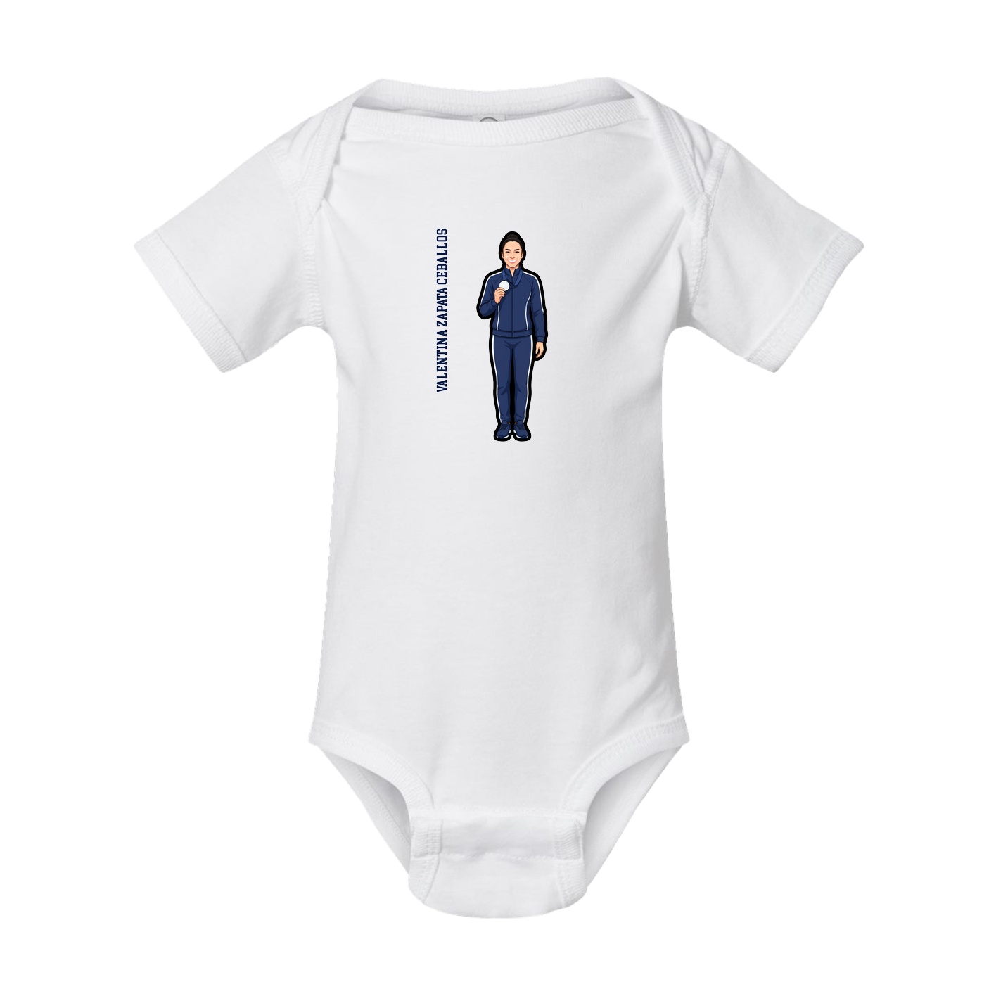 Baby Onesie — Name Vertical in White