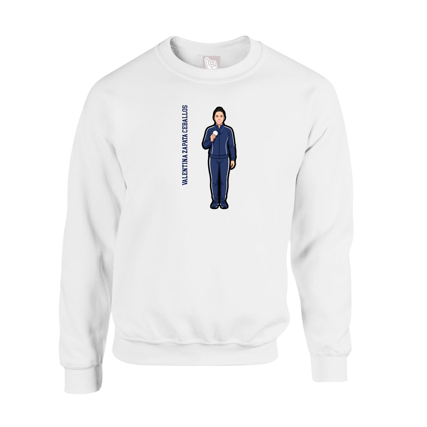 Fleece Crew — Name Vertical in White