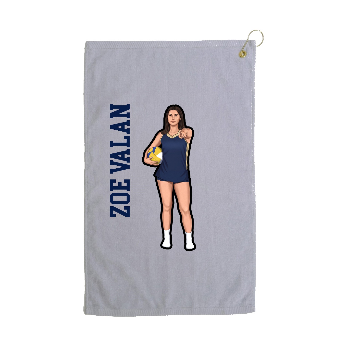 Golf Towel — Name Vertical in Grey