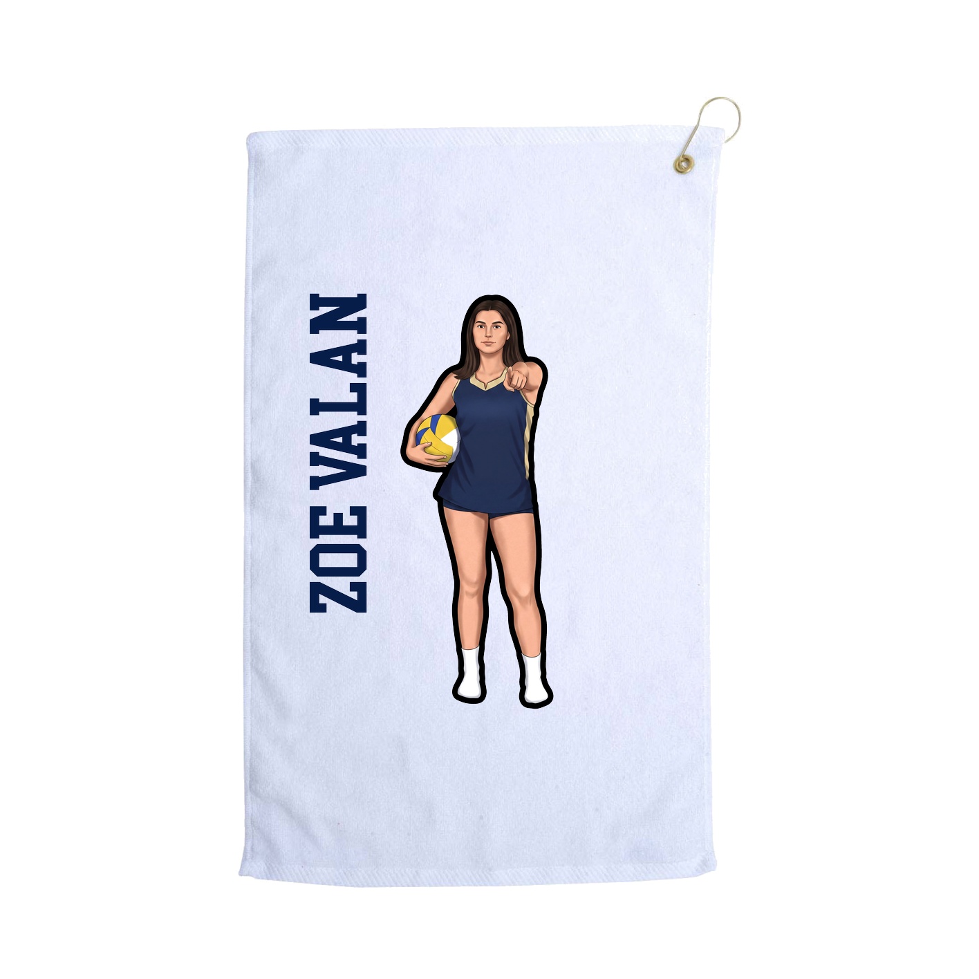 Golf Towel — Name Vertical in White