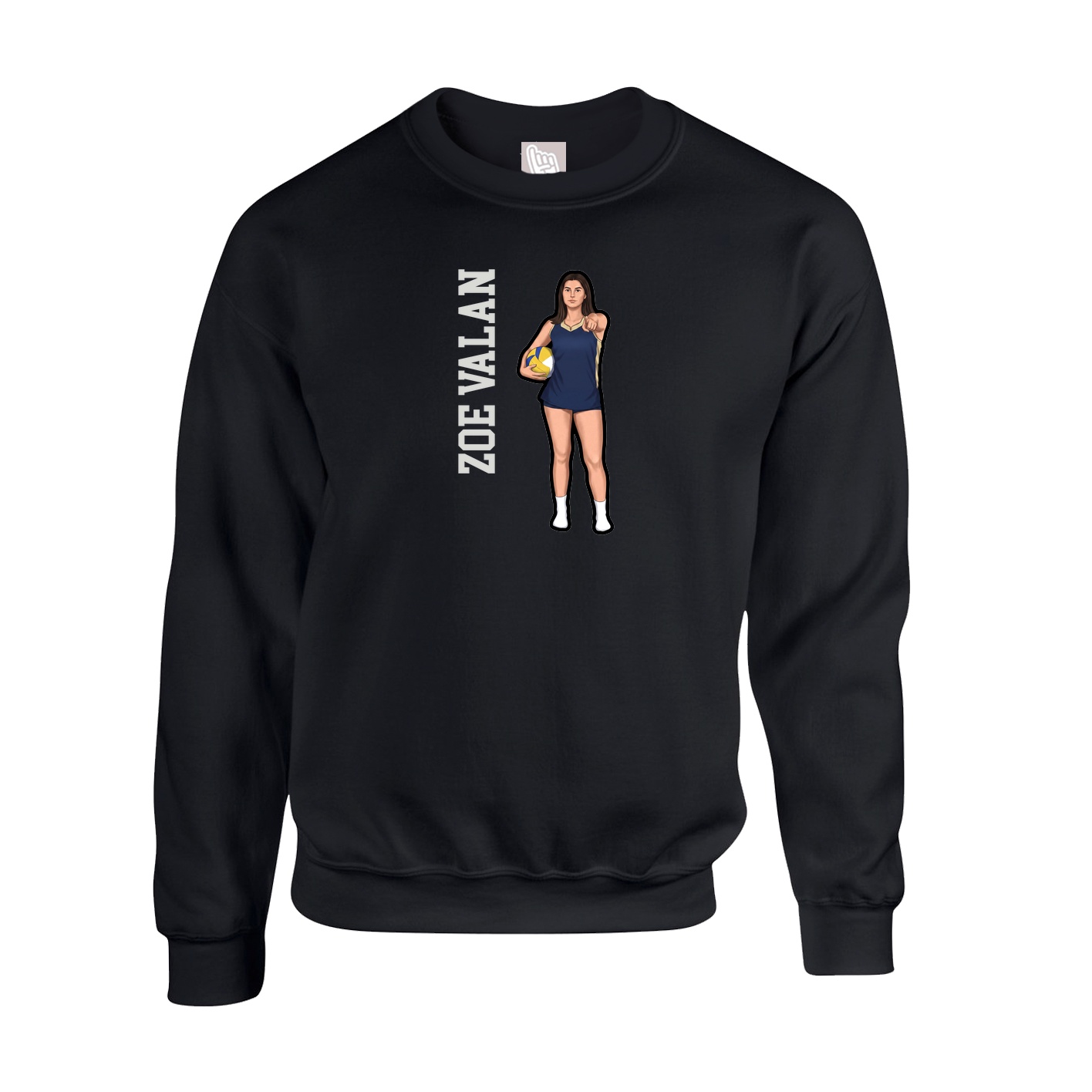 Fleece Crew — Name Vertical in Black