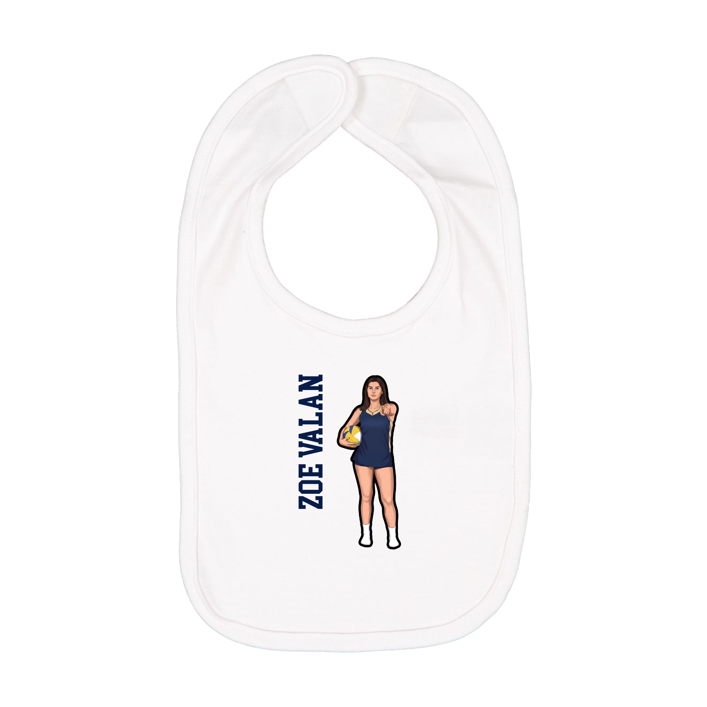 Infant Bib — Name Vertical in White