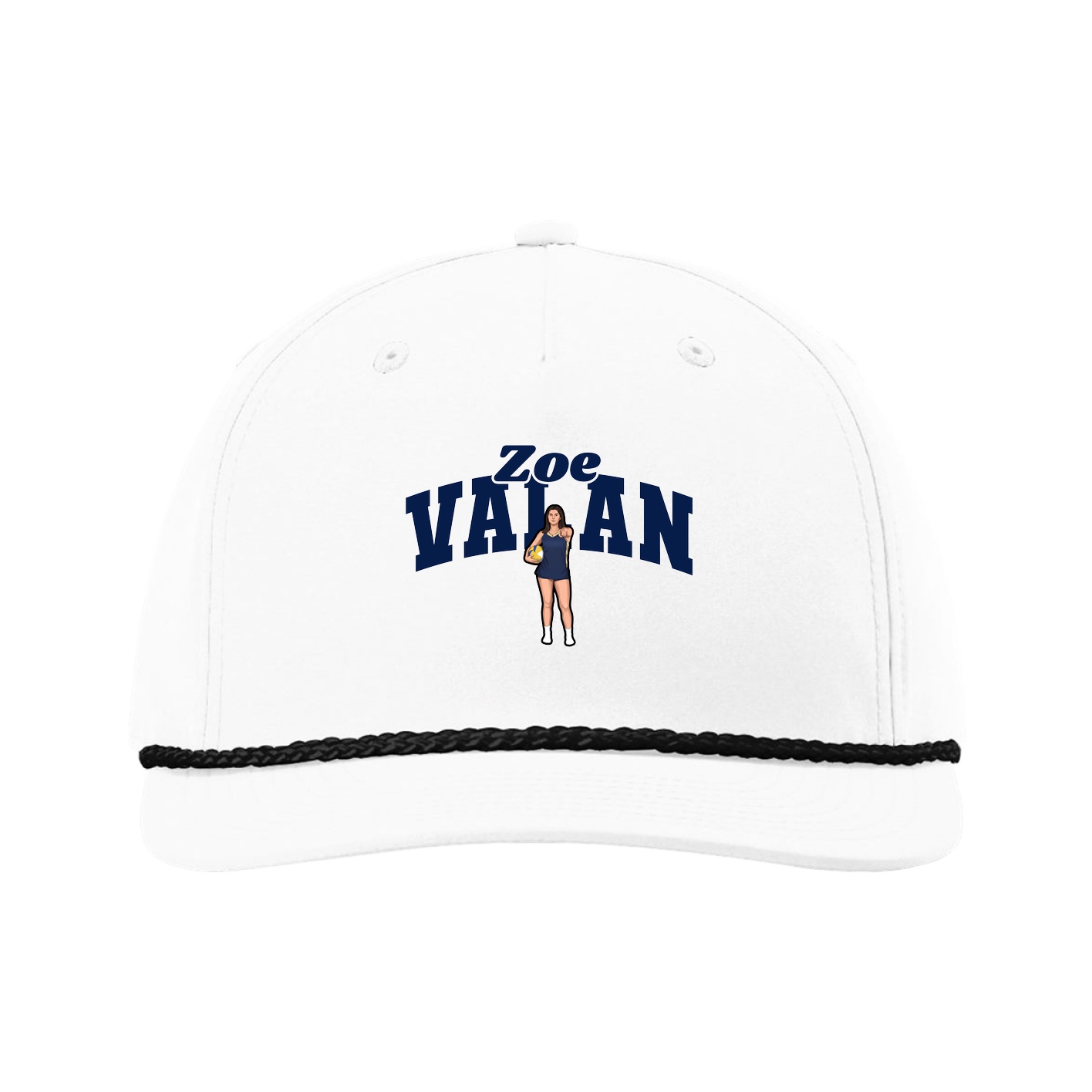 Five-Panel Classic Rope Cap — Signature Arch in White