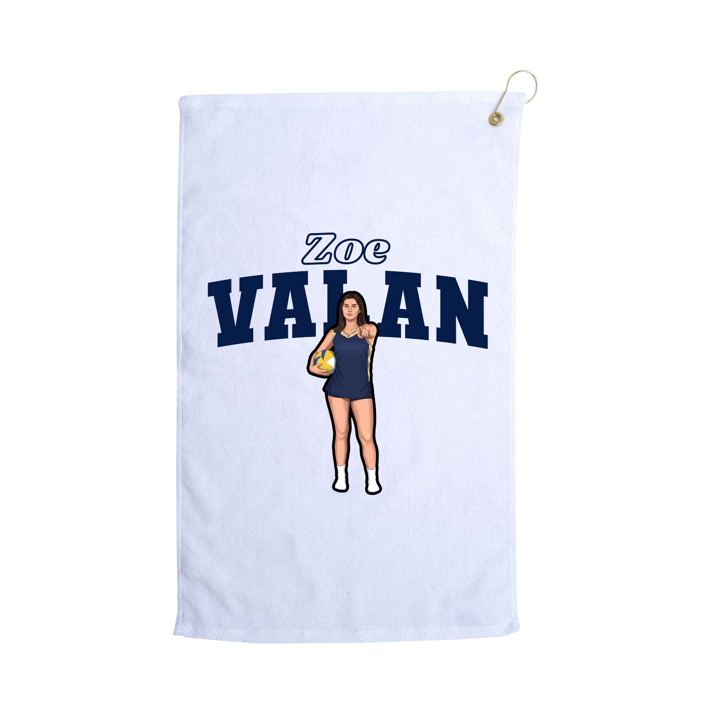 Golf Towel — Name Arch in White