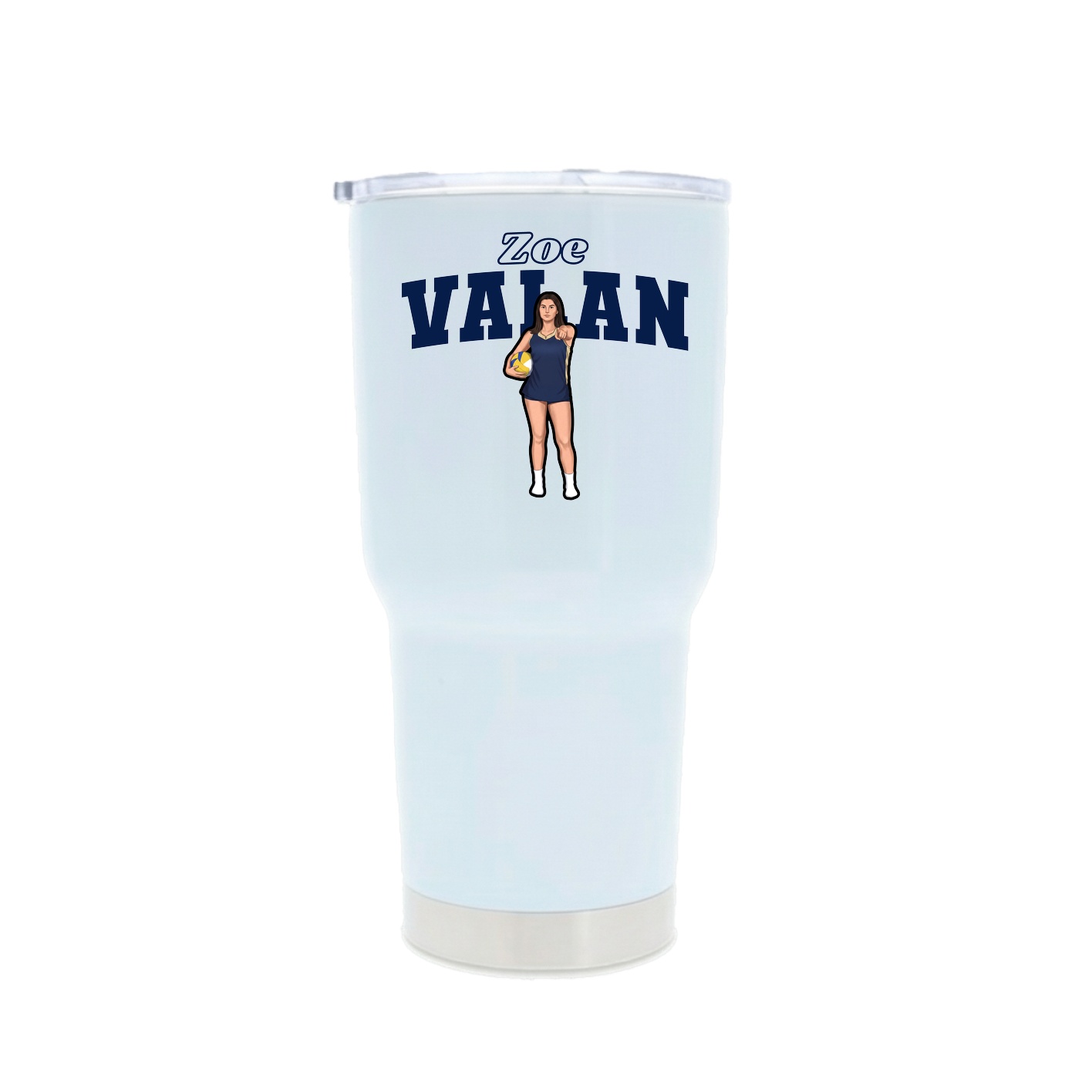 30oz Stainless Steel Tumbler — Name Arch in White