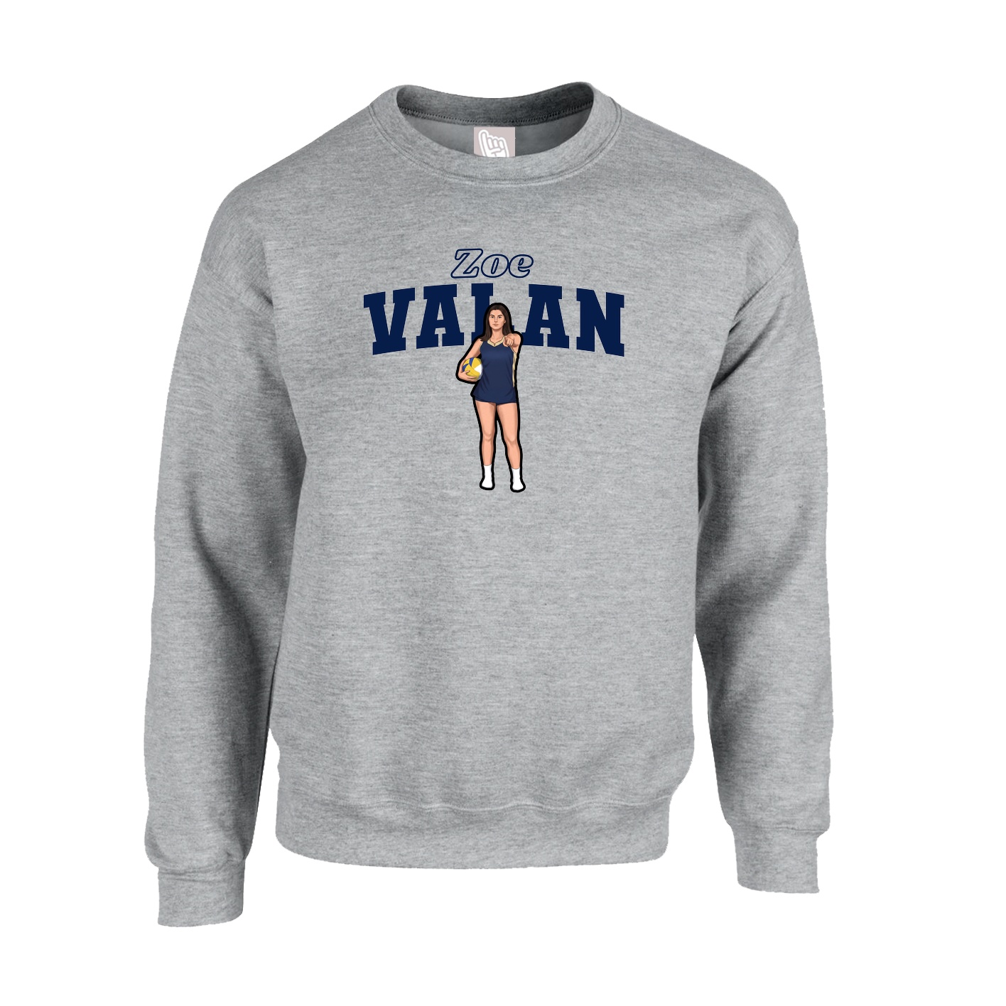 Fleece Crew — Name Arch in Grey