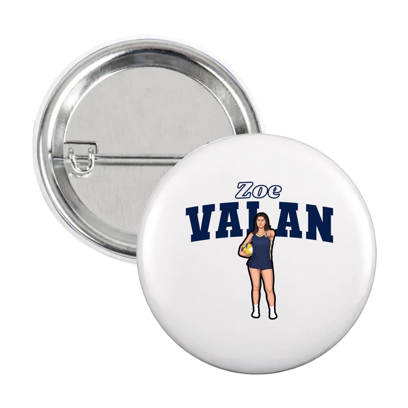 Game Day Button — Name Arch in White