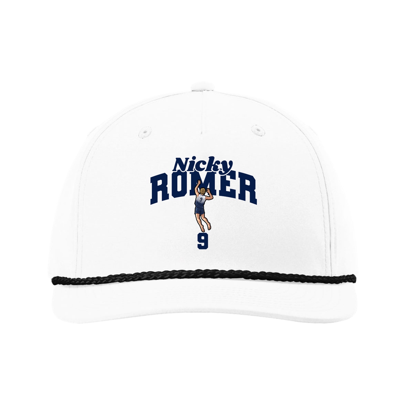 Five-Panel Classic Rope Cap — Signature Arch in White