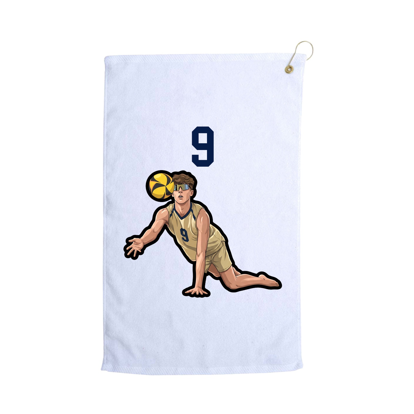 Golf Towel — Number Top in White