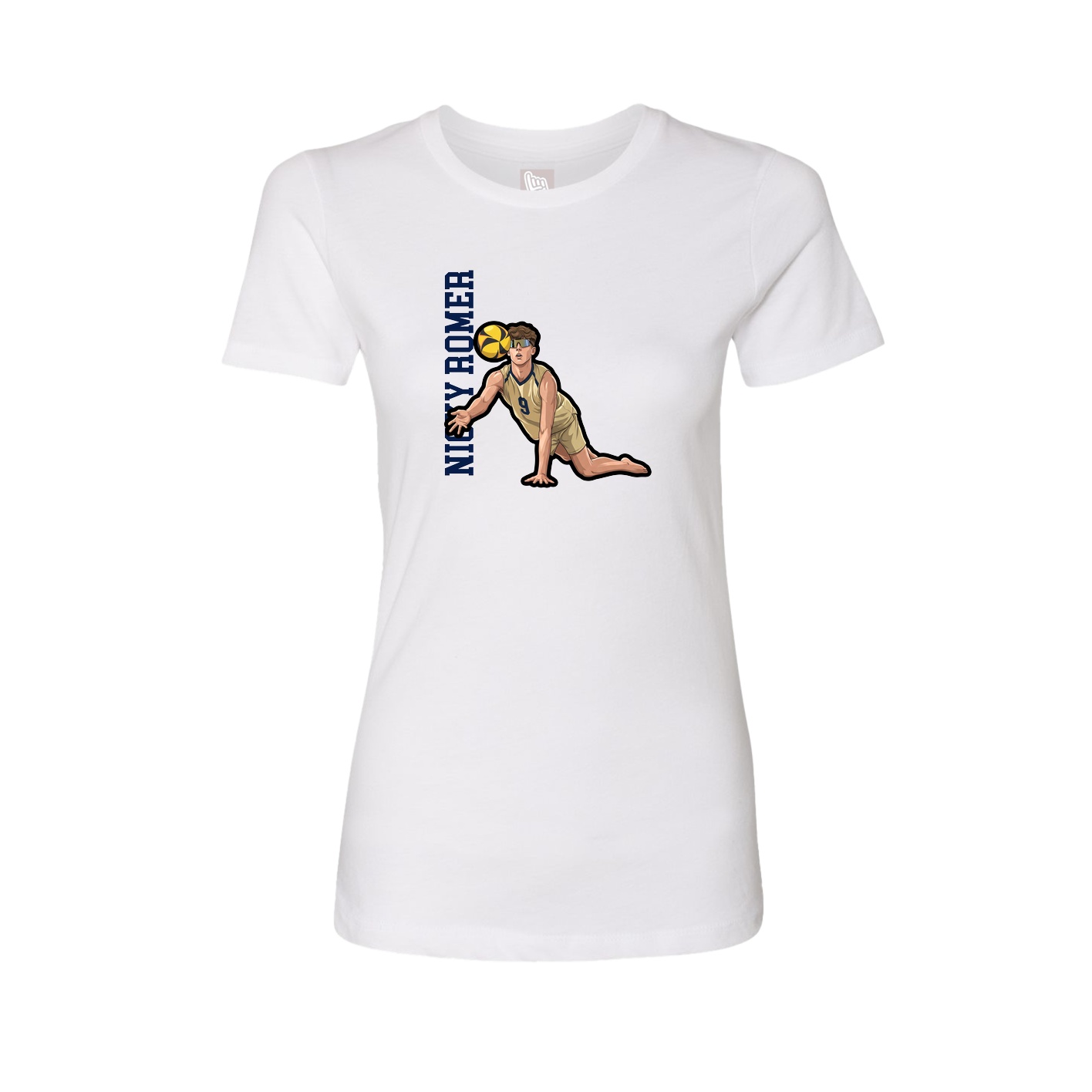 Fitted Women's Tee — Name Vertical in White