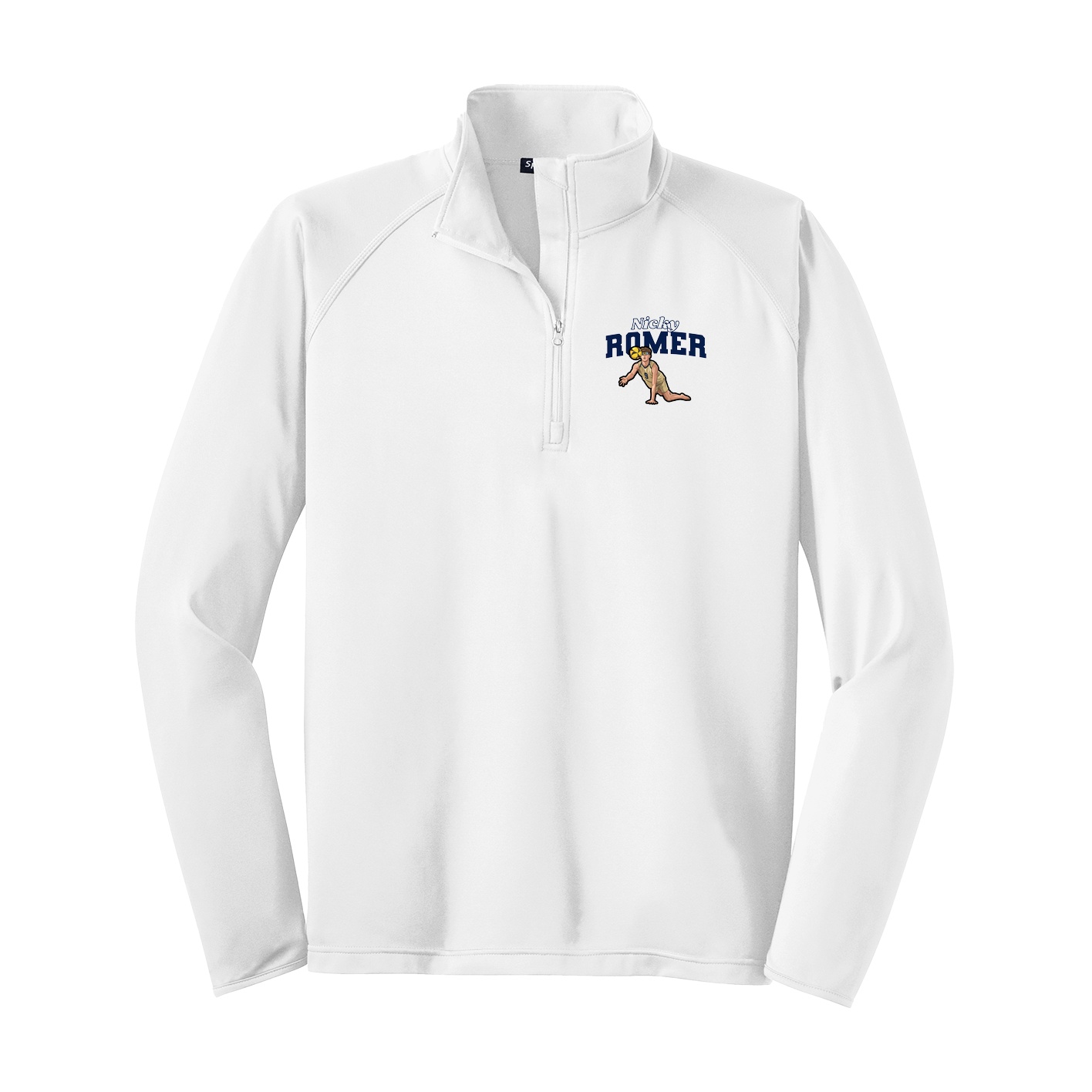 Q-Zip Pullover — Name Arch in White