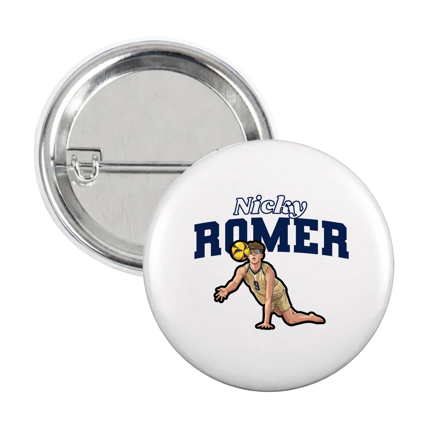 Game Day Button — Name Arch in White