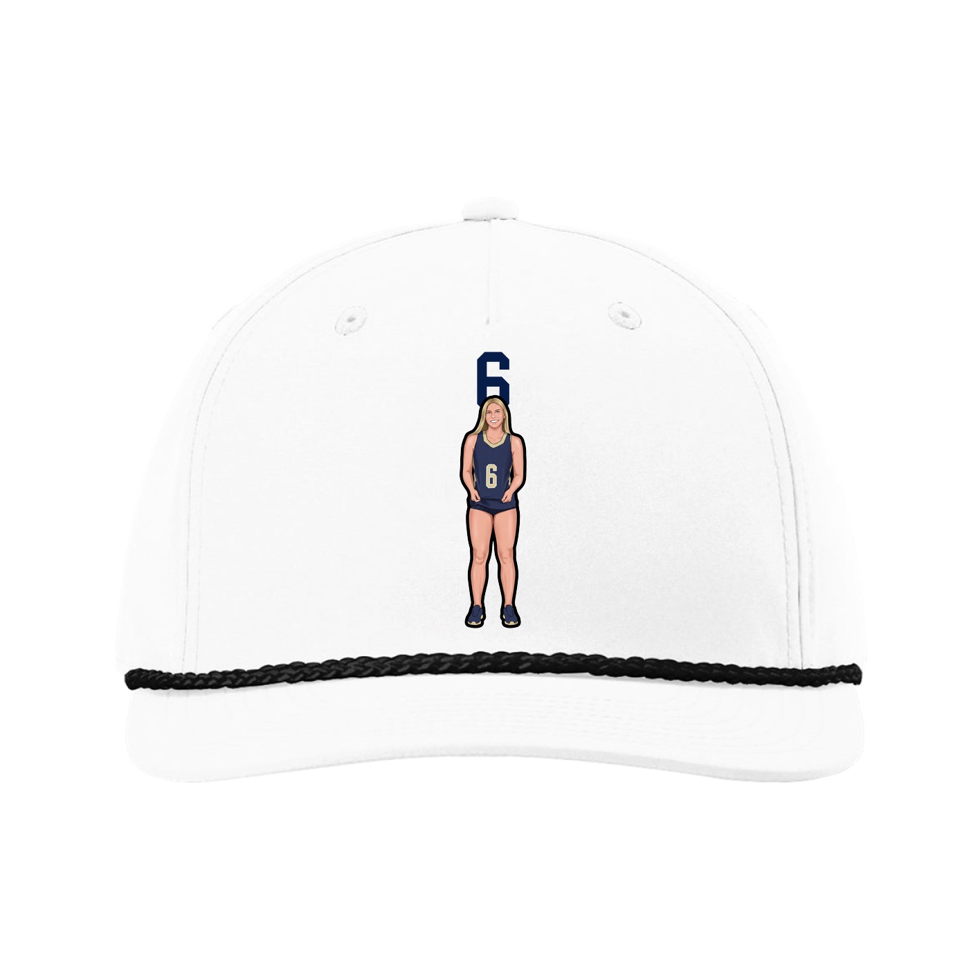 Five-Panel Classic Rope Cap — Number Top in White
