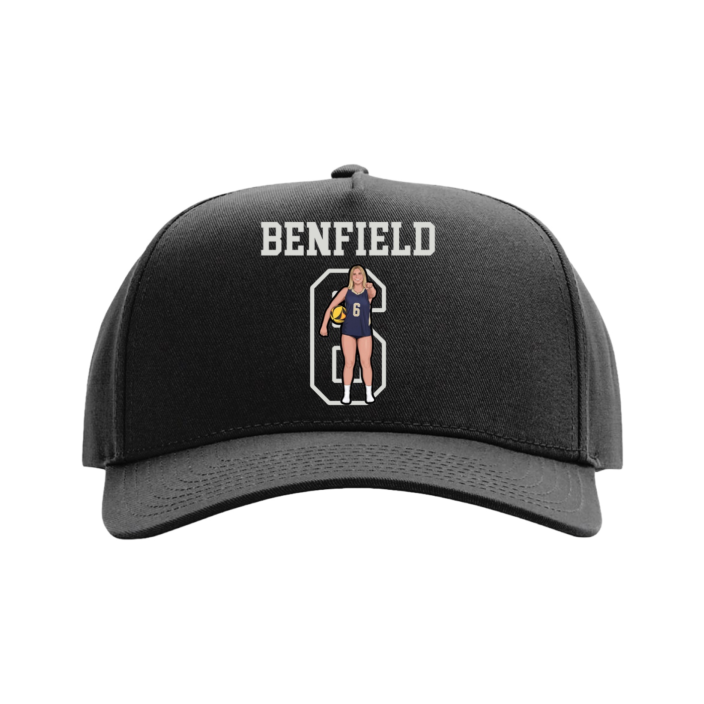 Full Fabric Five-Panel Champ Cap — Shirsey in Black