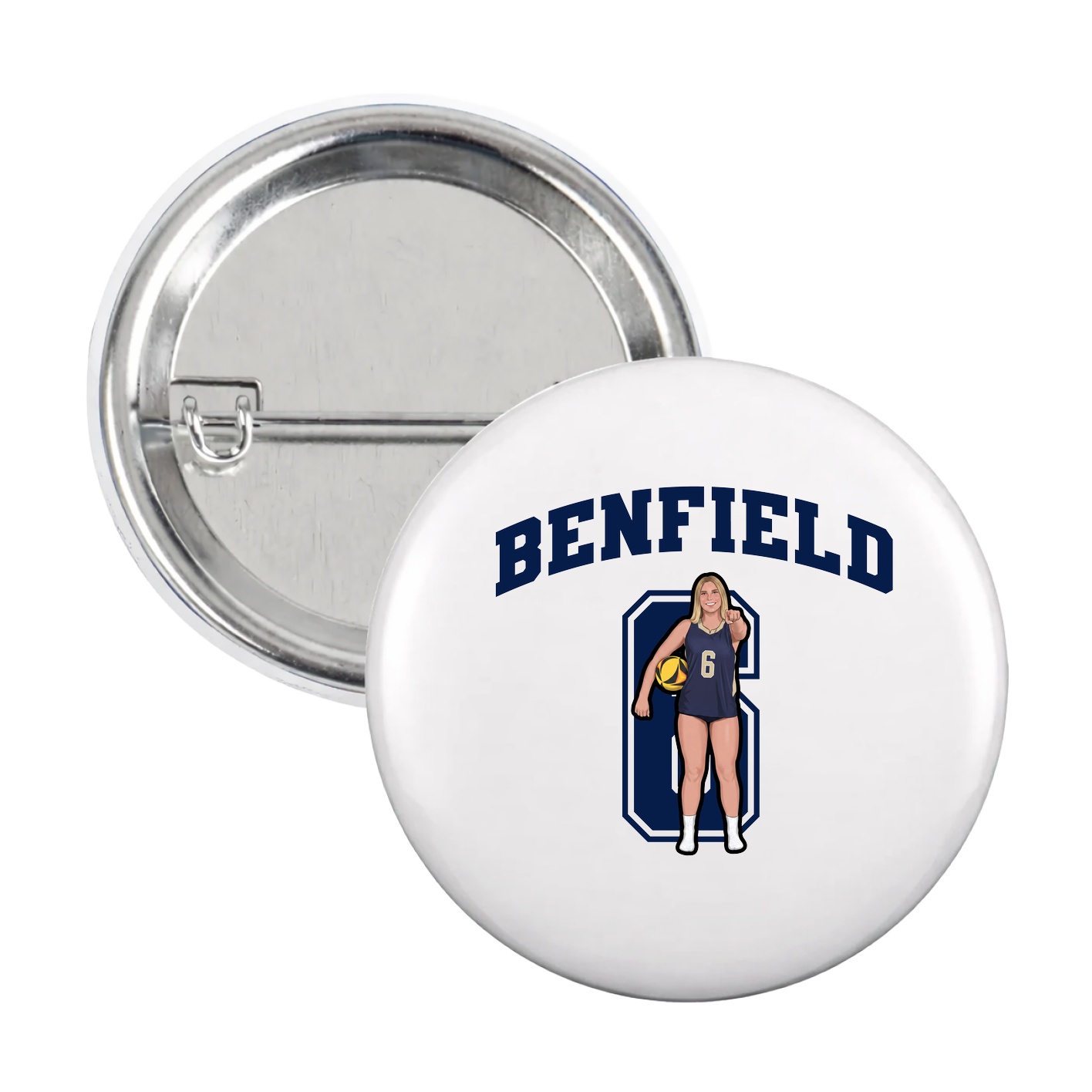Game Day Button — Number in White