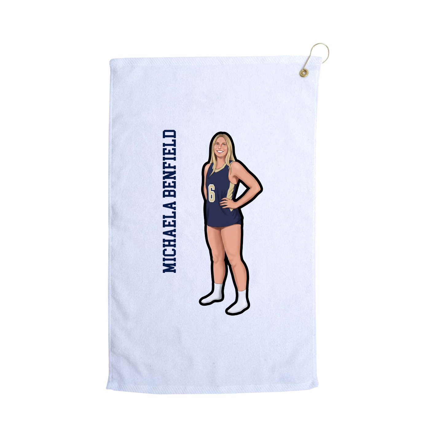 Golf Towel — Name Vertical in White