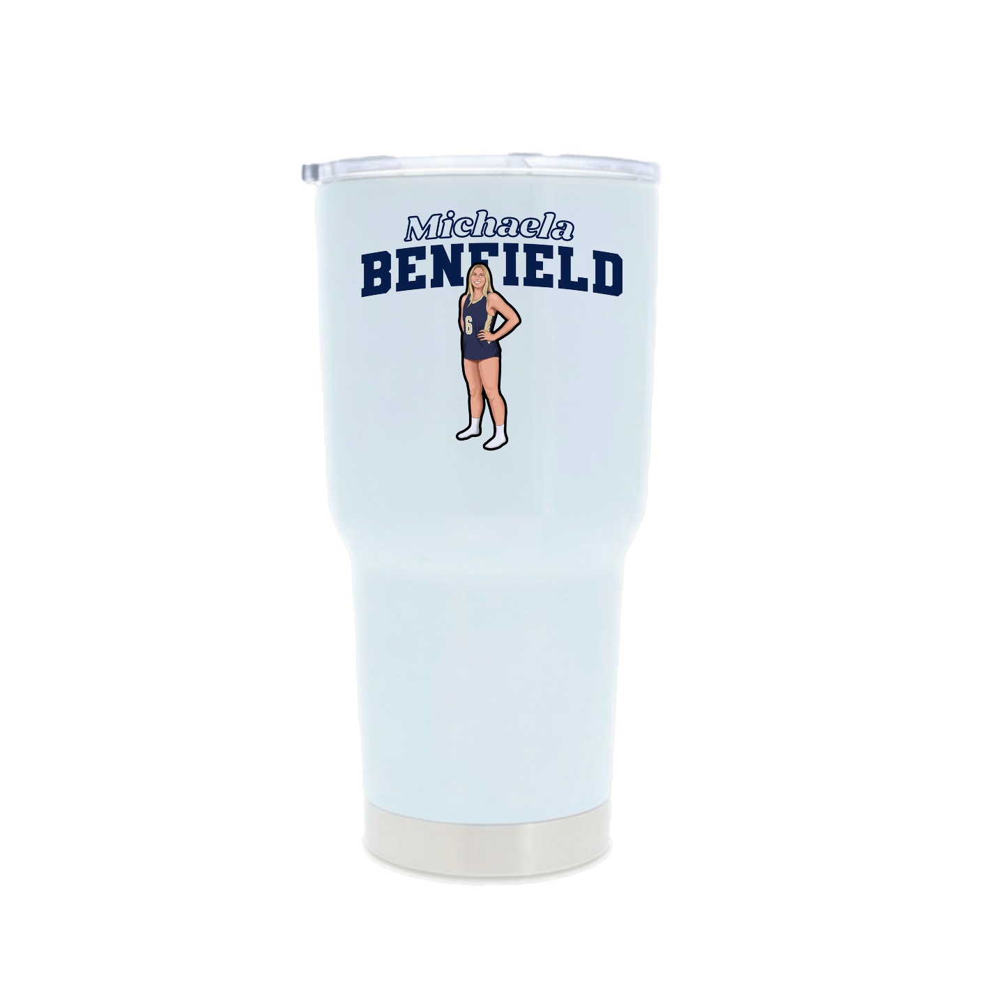 30oz Stainless Steel Tumbler — Name Arch in White
