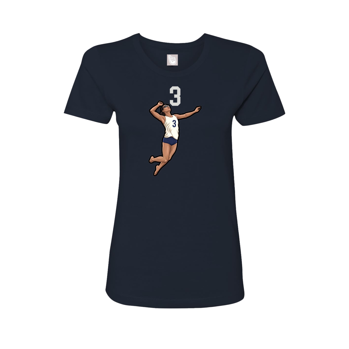 Fitted Women's Tee — Number Top in Navy