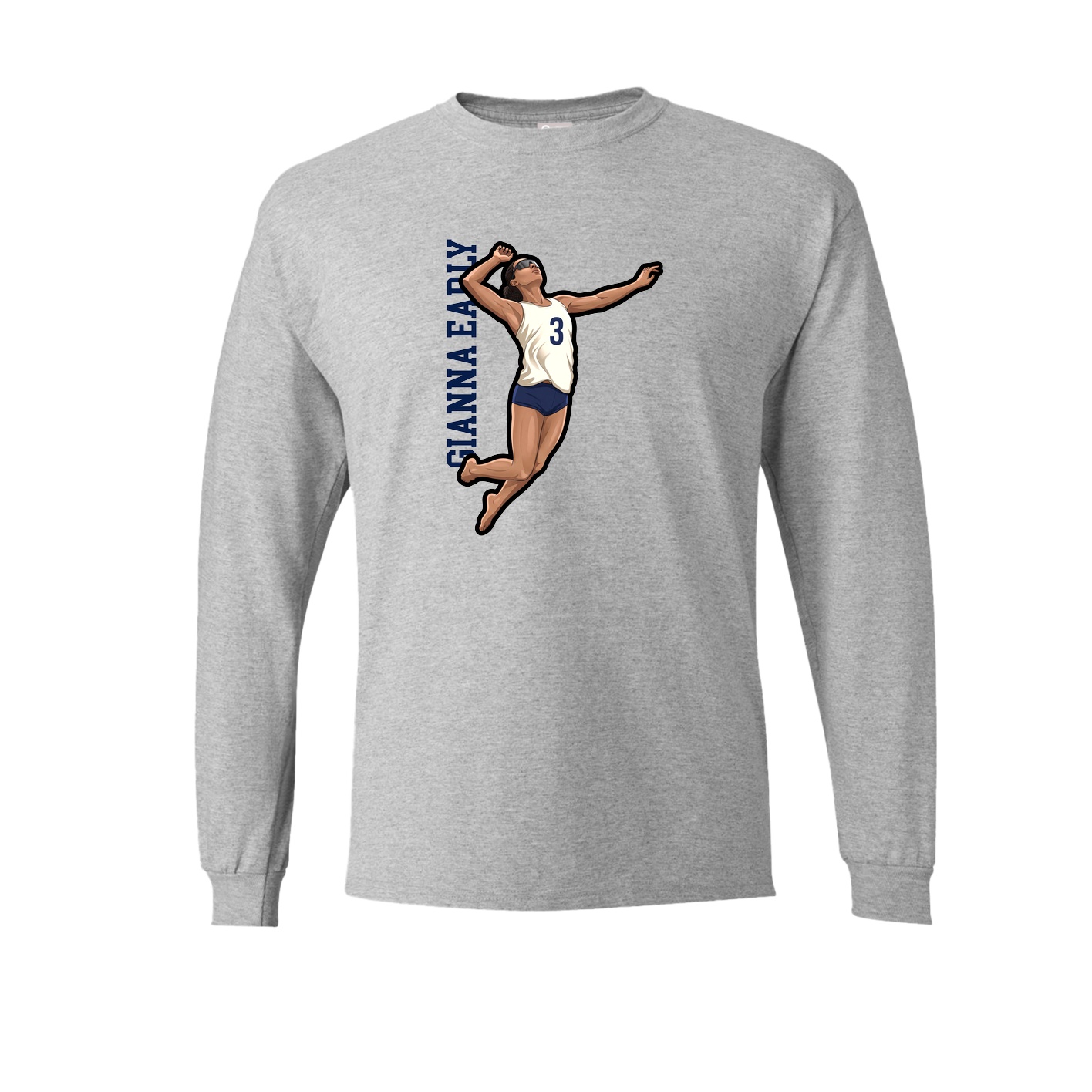 Long Sleeve Tee — Name Vertical in Grey