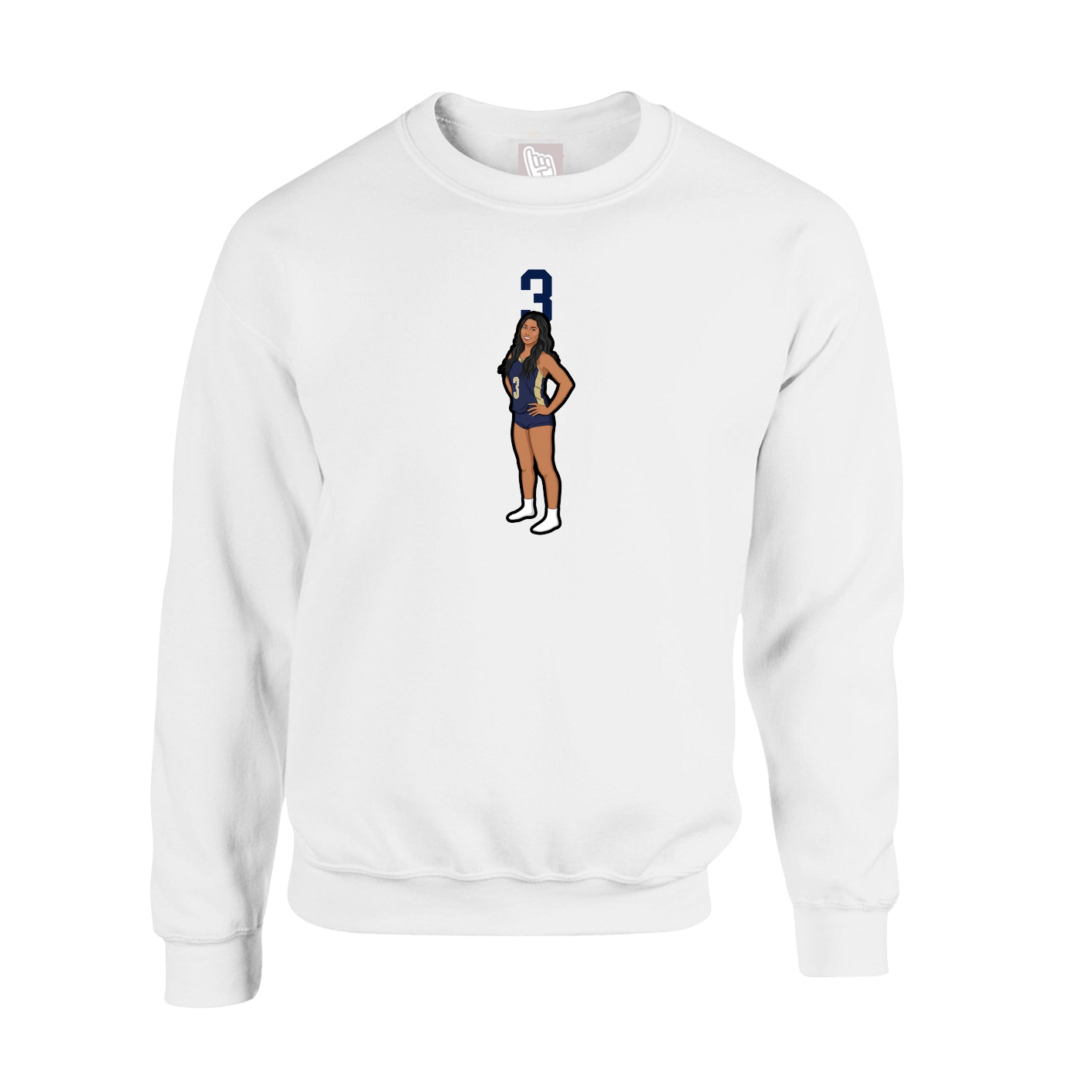 Fleece Crew — Number Top in White