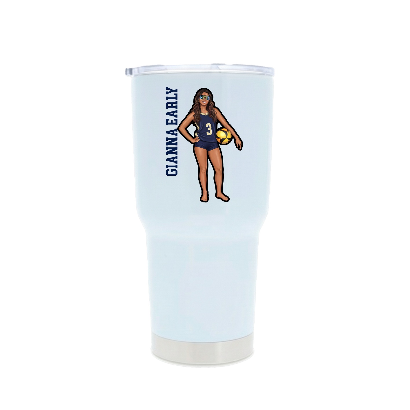 30oz Stainless Steel Tumbler — Name Vertical in White