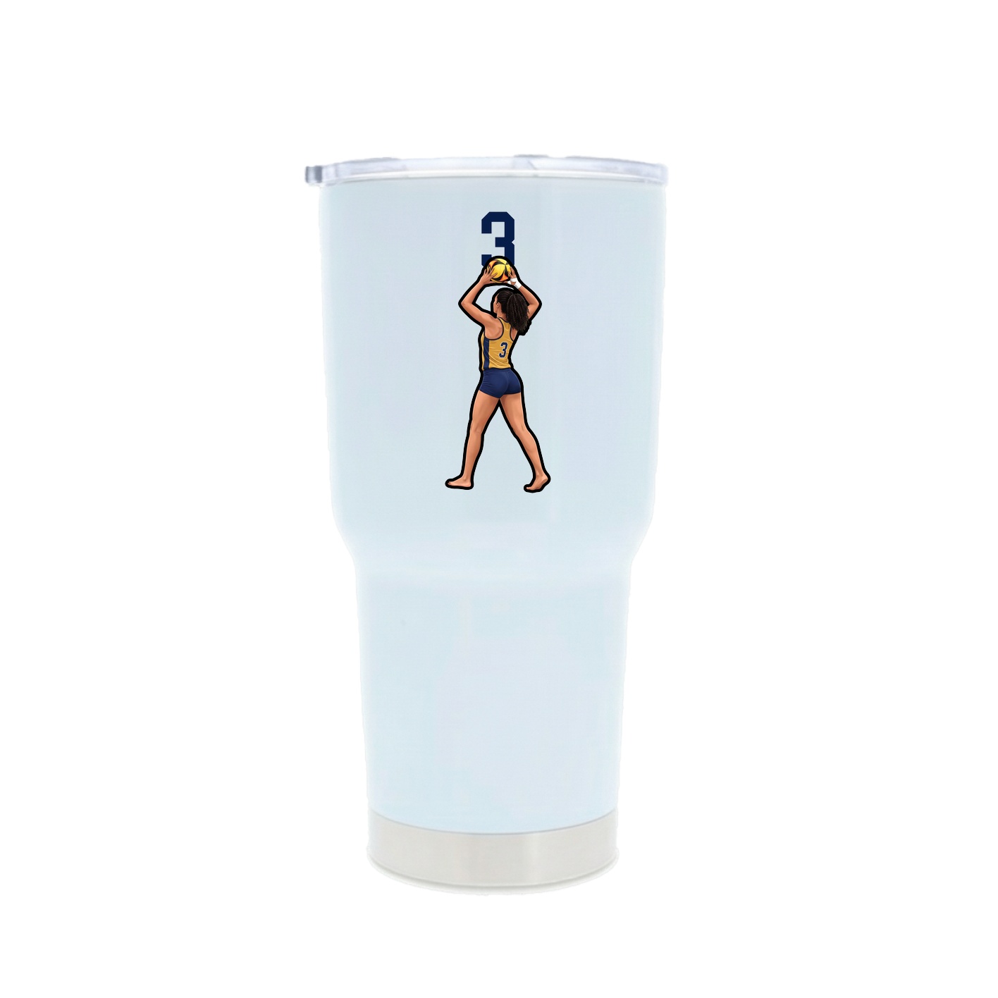 30oz Stainless Steel Tumbler — Number Top in White