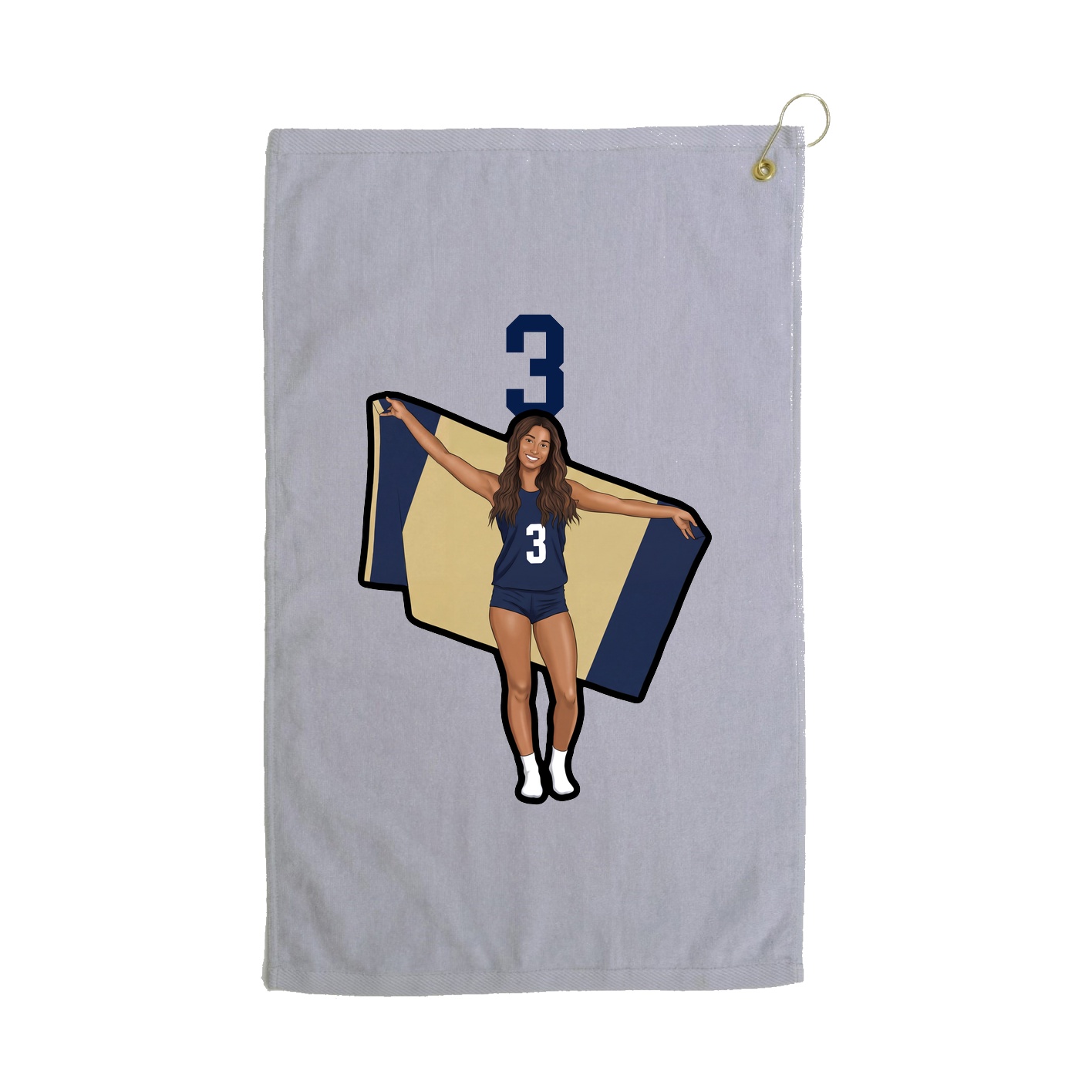 Golf Towel — Number Top in Grey