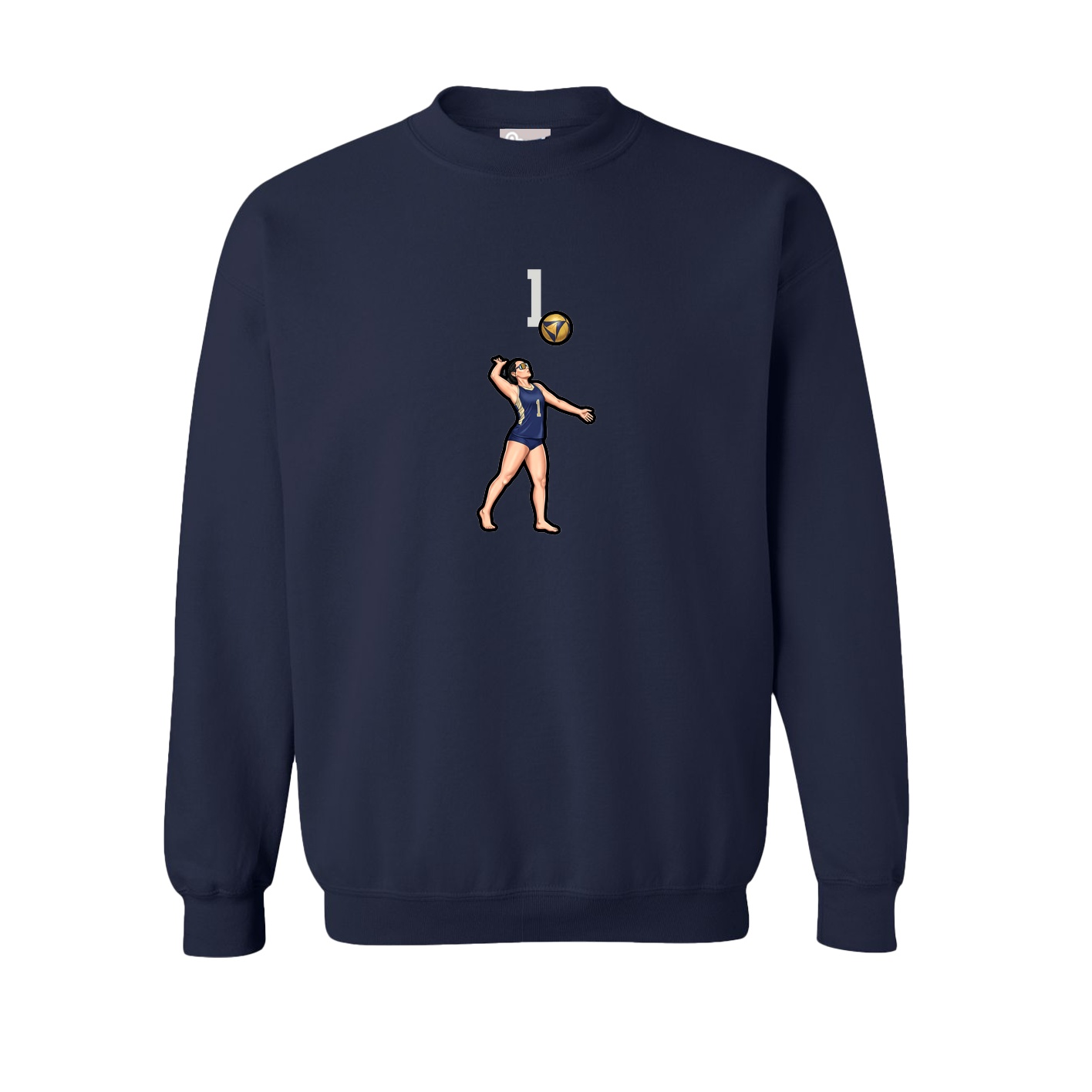 Fleece Crew — Number Top in Navy