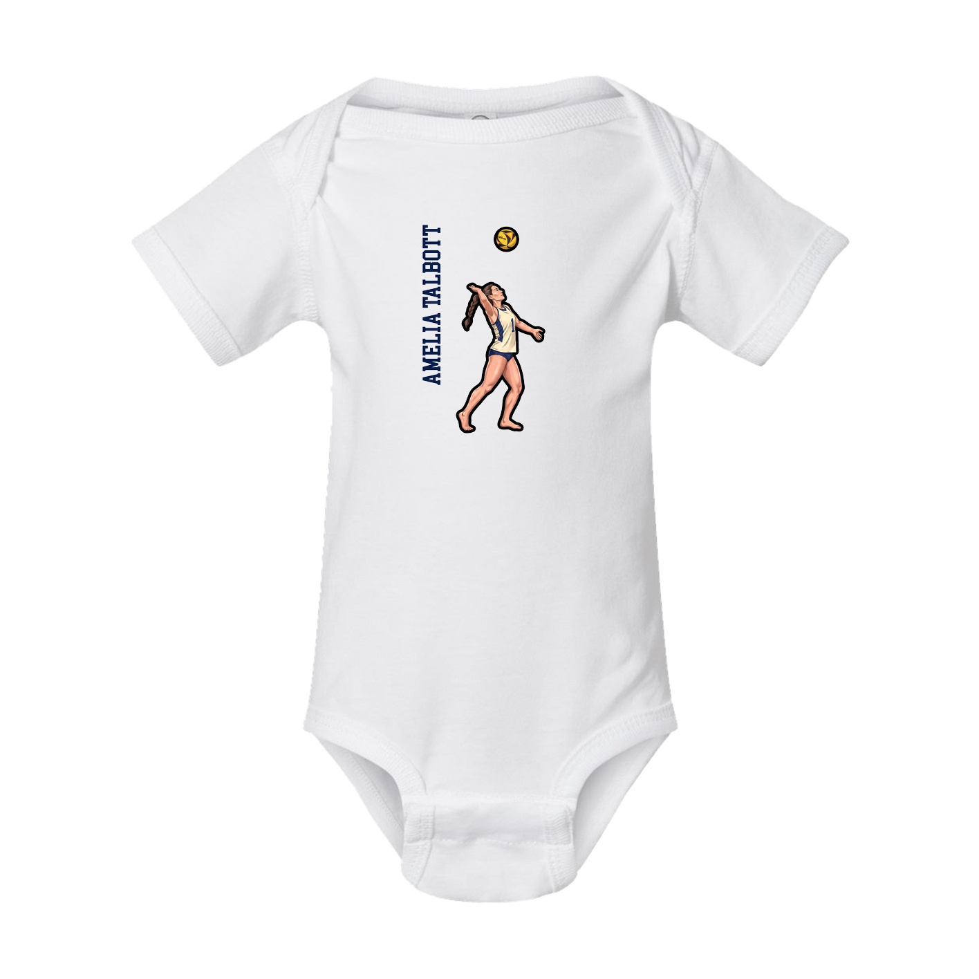 Baby Onesie — Name Vertical in White