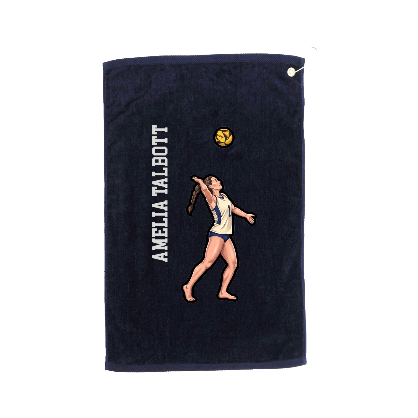 Golf Towel — Name Vertical in Navy