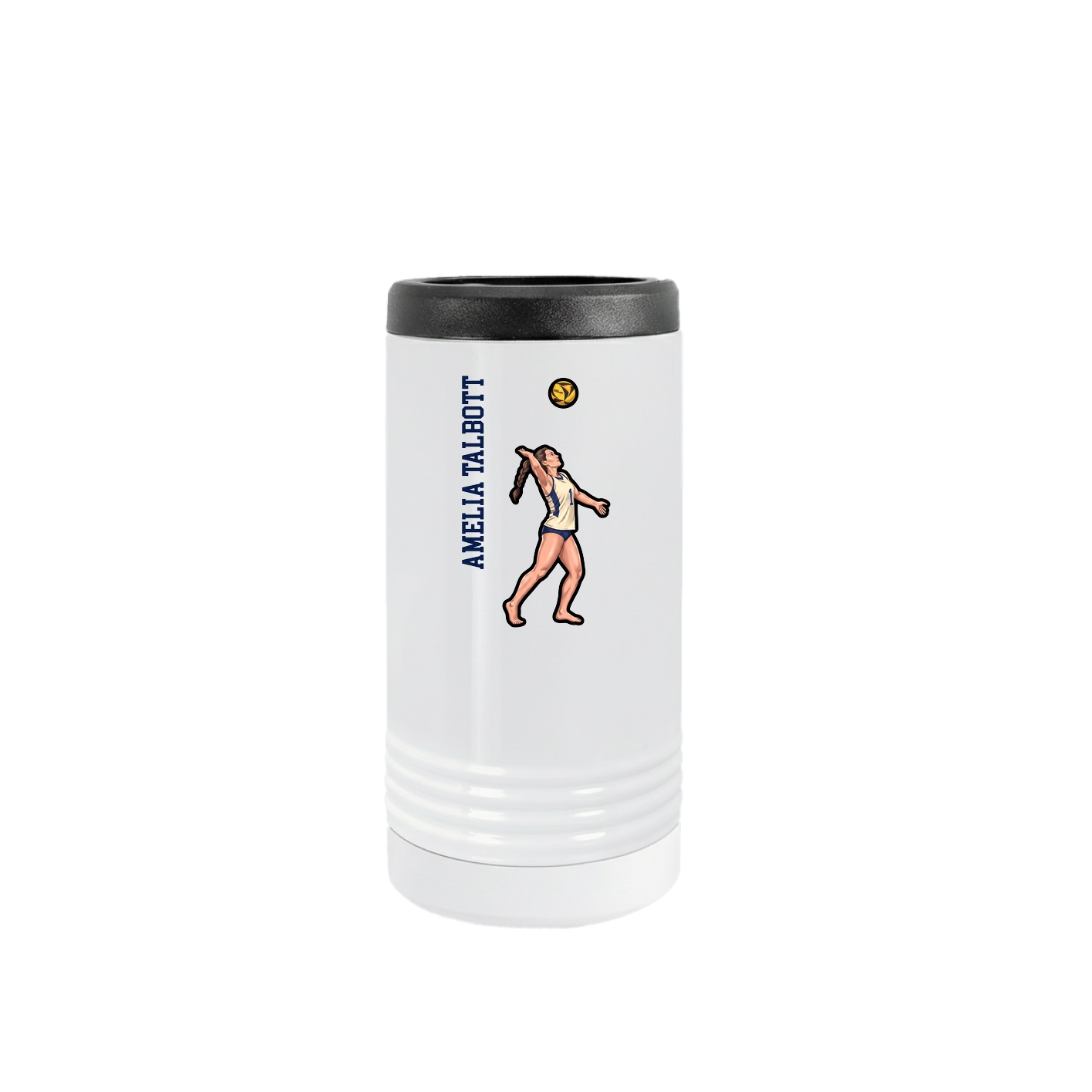 Slim Beverage Holder — Name Vertical in White